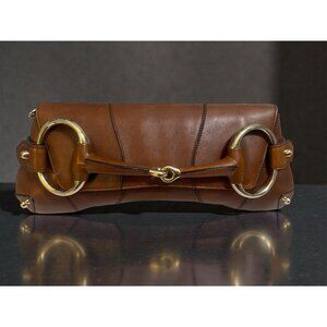 VTG Gucci Horsebit Chain Clutch Whisky Leather Brass Bag Tom Ford 90s Italy CoA